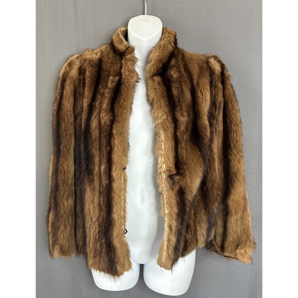 Maas Brothers Jackets & Blazers - Vtg Maas Brothers Florida Brown Fur Cropped Coat Stole Small Mob Wife FLAWS READ